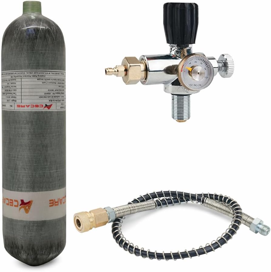 Acecare 3L Carbon Fiber Air Tank with Integrated Valve, CE Certified, 300 Bar / 43500 PSI High Pressure Air Cylinder, M18×1.5 Thread