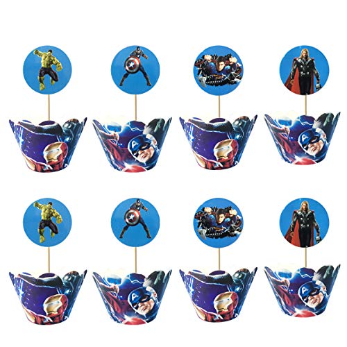 12pc Superman Cupcake Topper and Cupcake Wrapper Picks Boy Children Superhero Party Decoration Kid's Birthday Avengers Party Decoration Supplies (Superhero) 12pc Superman Cupcake Topper and Cupcake Wrapper Picks Boy Children Superhero Party Decoration Kid's Birthday Avengers Party Decoration Supplies (Superhero)