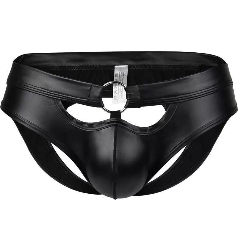 panteasy Men’s Black Leatherite Ring Jockstrap Fashion Underwear-picture-2