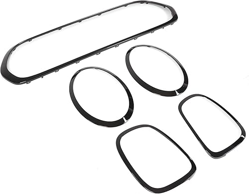 Miniatura 4 de Anillo de Moldura para Faros, 5 piezas de cubierta de faros delanteros de automóvil, 5 piezas negro brillante para faros traseros de rejilla