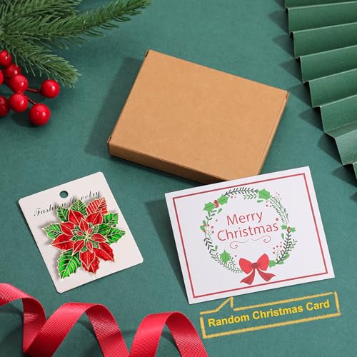 Image of Poinsettia Christmas Flower Pins and Brooches for Women, B01V