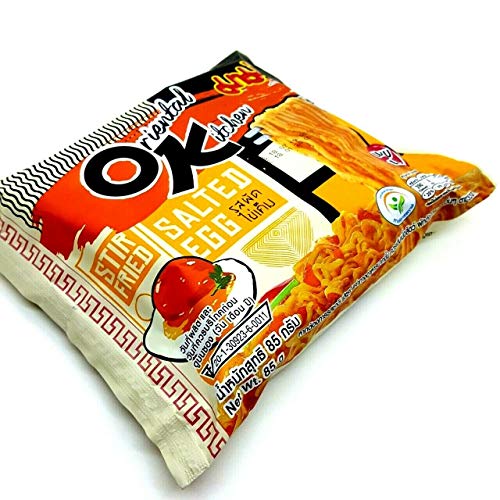 Oriental Kitchen Stir Fried Salted Egg (Dried) Flavour Quick Cook Thai-MAMA Big Pack Instant Noodles Rice Soup (Pack of 3)