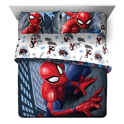 Image of Jay Franco Marvel Spiderman Crawl 5 Piece Queen Bed Set - Includes Reversible Comforter & Sheet Set Bedding - Super Soft Fade Resistant Microfiber (Official Marvel Product)