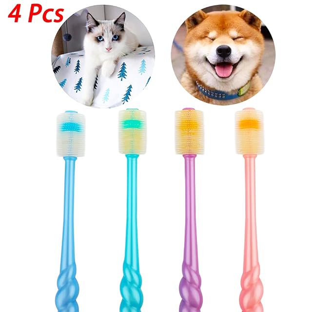 Foto 2 de 6 de Kit de limpieza de dientes de silicona suave para perros y gatos de 360 grados (con diferentes colores)