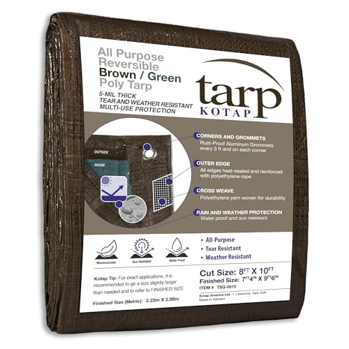 Kotap TBG-0810 Bâche réversible en polyester marron/vert 2,4 x 3 m