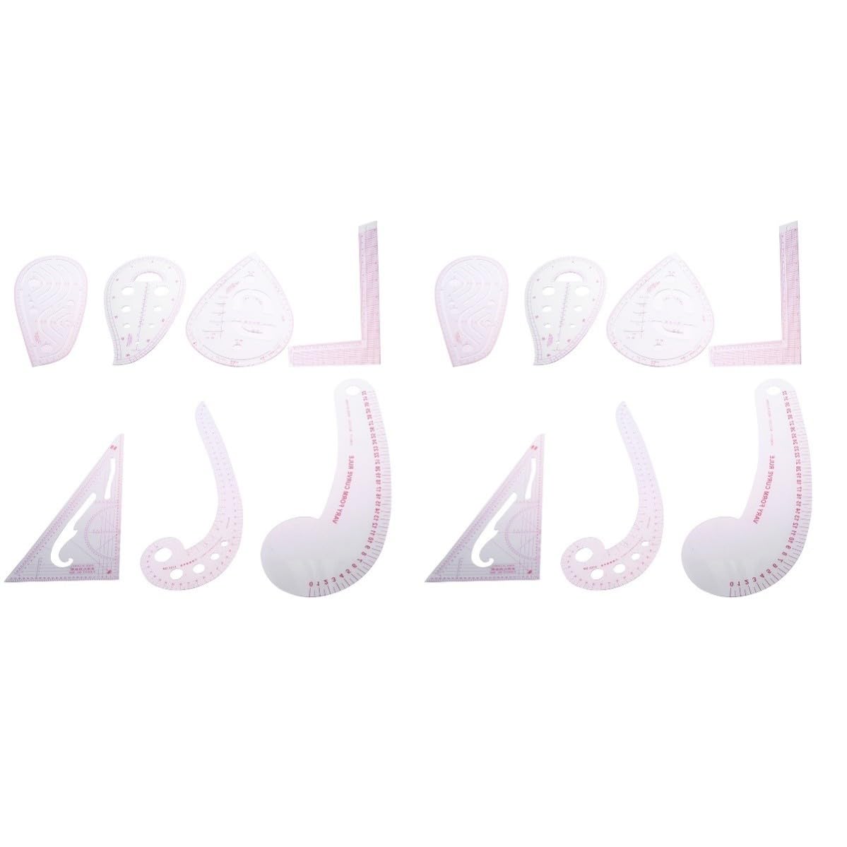 SEWACC 2 Piezas Set de Reglas de Costura Multifuncional de Plástico Variedad de Formas y Curvas para Dibujo y Patronaje en Accesorios de Costura