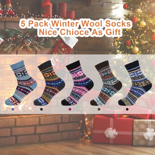 Image of MORECOO Socks for Women - Christmas Gifts for Women - Stocking Stuffers - Thick Wool Soft Warm Cozy Crew Womens Socks