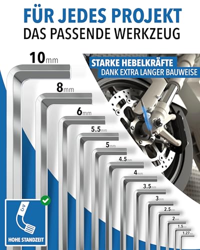 Innensechskantschlüssel Satz 13-tlg 1,27-10 mm Kugelkopf verchromt – Ansicht 2