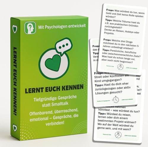 Lernt euch kennen - Tiefgründige Gespräche statt SmallTalk | Paarspiel und Beziehungsspiel für Paare, Freunde & Familie | 64 Fragen mit Tipps als Gesprächsstarter | Kartenspiel | Kommunikationsspiel