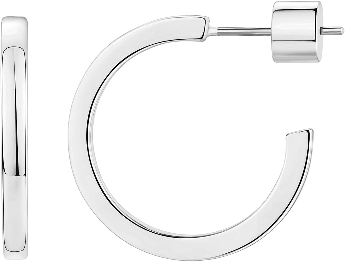 PAVOI 14K Gold Plated Thin Square Edge Open Hoop Earrings for Women | Trendy Lightweight Open Hoops