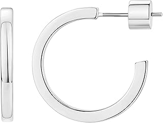 14K Gold Plated Thin Square Edge Open Hoop Earrings for Women | Trendy Lightweight Open Hoops