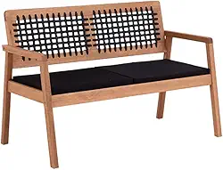 Sofá 2 Lugares para Jardim Varanda Área Externa 1,16 m Trança Oppa Design - Castanheira e Corda Preta