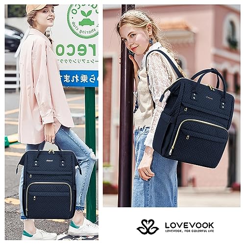Image of LOVEVOOK Laptop Backpack for Women,15.6 Inch Professional Womens Travel Backpack Purse Computer Laptop Bag Nurse Teacher Backpack,Waterproof College Work Bags Carry on Back Pack with USB Port