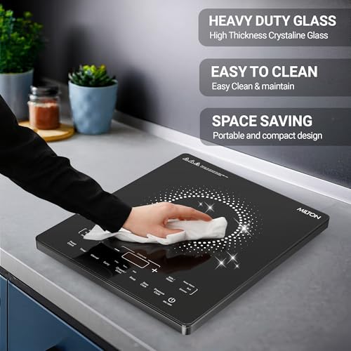Image of Milton Elio Elite 21.0 Portable Induction Cooktop | Child Lock, LED Display Panel, 5KV Surge Protection I Timer & Preset Menu Functions|2100 W Feather Touch|Fast Cooking 3-Year Warranty