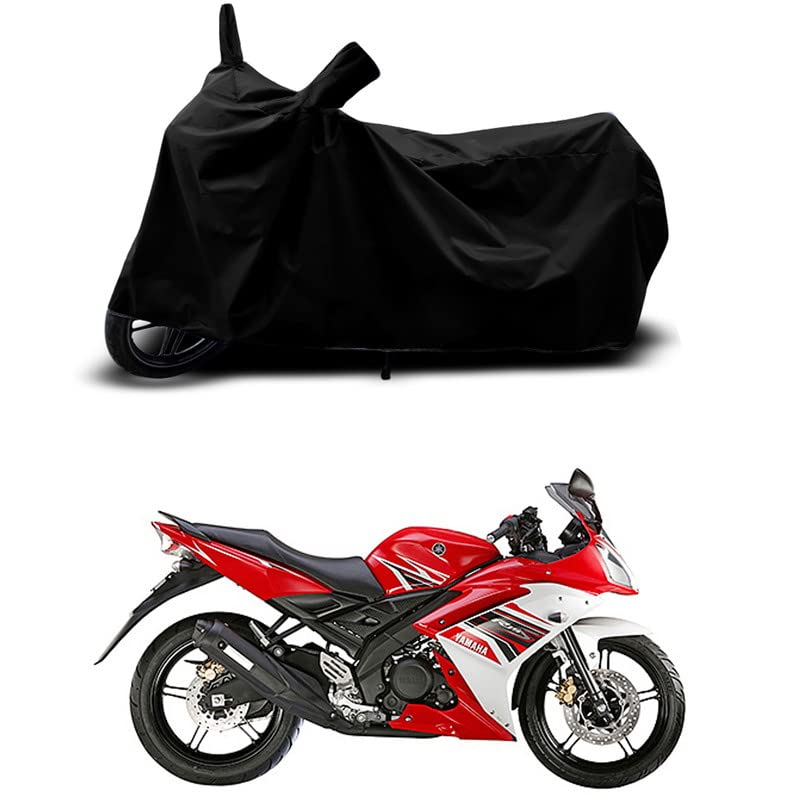 Image of 100% Scratchproof /UV-Rays /Heat Protection /Birds Dropping /Water Resistant /Dust Proof /Waterproof /Full Bike Scooty Two Wheeler Body Cover Compatible for YZF R15S 1.0 All Varients[Black]