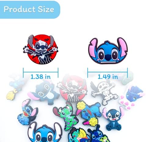 Shoes Charms for Stitch Charms, 30PCS Durable WaterProof Shoe Decoration for Croc Charms, Cartoon Charm Bracelet Wristband Accessories|/Birthday/ Party/ Gifts Teens Women