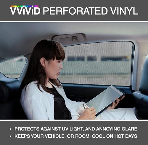 VViViD Black Perforated Headlight Wrap Self-Adhesive Cover DIY Roll (12 Inch x 54 Inch 2-roll Pack)