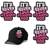 Shimmeroo 4PCS Iron on Patches for Hats,Embroidered Patches Iron on,Its Never Luck Its Always God,Fabric Patch for Clothing,Backpack,Hat