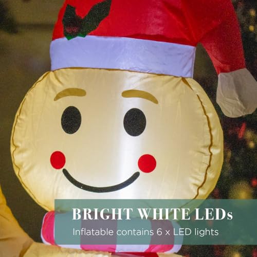 The Christmas Workshop 4ft Inflatable Gingerbread Man with Pump/Self Inflation Outdoor Christmas Decoration / 6 White LEDs/Easy Installation with Adaptor Ropes & Stakes Included 74329 - Image 4