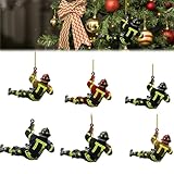 Feuerwehrmann Weihnachtsbaumbehang 6 Stück,Weihnachtsbaumschmuck Feuerwehrmann Hängend,6 Stück Feuerwehr Anhänger,Feuerwehrmann Weihnachtsfeierzubehör,Dekoration für Weihnachtsbaum