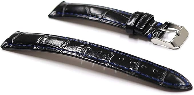 Amazon 腕時計 レザー ベルト 18mm ブラック 黒 青 ステッチ クロコダイル型押し 牛革 ピンバックル シルバー L003 Bu N S 時計バンド ファッション 通販 Amazon 腕時計 レザー ベルト 18mm ブラック 黒 青 ステッチ クロコダイル型押し 牛革 ピンバックル シルバー L003 Bu N S 時計バンド ファッション 通販