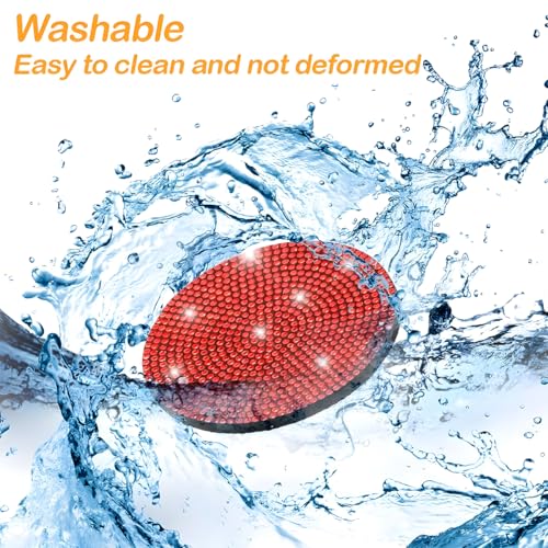 Image of Osilly Bling Car Cup Holder Coaster, Crystal Rhinestone Anti-Slip Insert Coasters, Universal 2.75 Inch Fashion Automotive Cup Mat, Car Interior Accessories Decor Gifts for Women (Red, 4PCS)