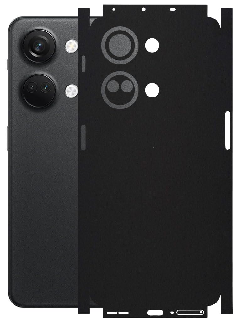 AtOdds - ONEPLUS NORD 3 (5G) - Mobile Back Skin Sticker - Lamination - Rear Screen Guard Protector Film Wrap (Coverage - Back+Camera+Sides) (Design - Matte Black)-image-43