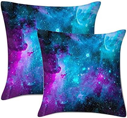DIMICA 18 x 18 Inch Galaxy Polyester Pillow Cover Soft Square Throw Pillowcase