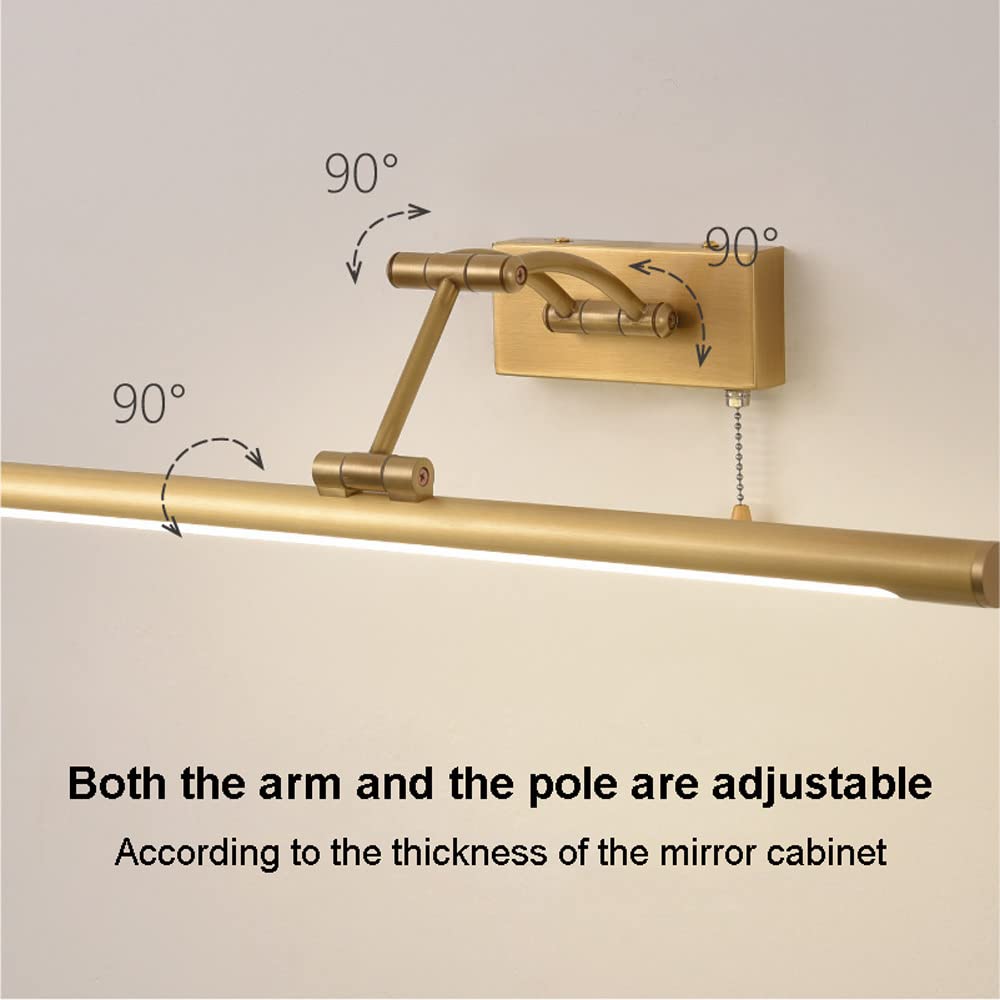 Lampada da toeletta a LED in Rame Lampada da Bagno lineare Lampada Frontale a Specchio Regolabile con Interruttore a Catena Cornice per Illuminazione di,Nero-58cm