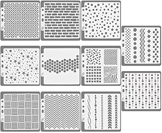 CODIRATO 11 PCS Journal Stencils Set Geometric Design Planner Stencils Reusable Journal Template for Scrapbook, Diary, Writing, Craft Creations (14 * 13 cm)