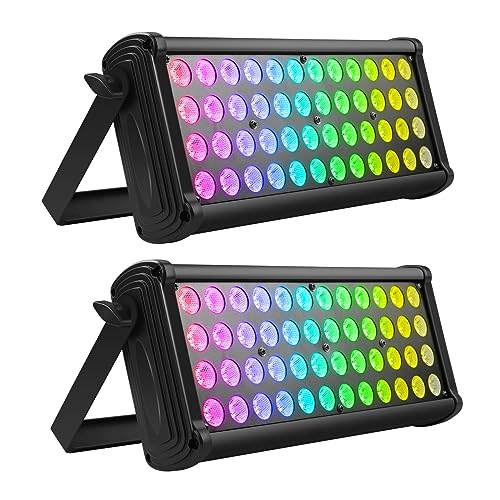 RGB Light Bar, DELIBANG LED Wall Washer dmx512 Flood Light 80W Equivalent Adjustable Stage Floodlight 48 LEDs Spotlight for DJ Disco Party Halloween Christmas Festival, 2PCS