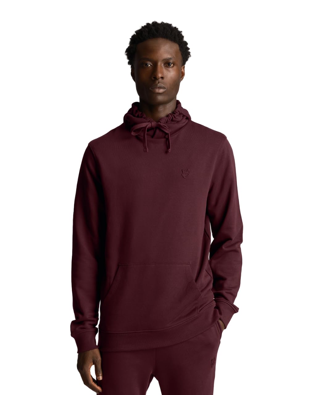 Lyle & Scott Men's Burgundy Tonal Eagle Pullover Hoodie L
