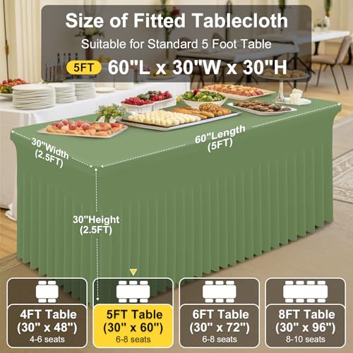 Image of Smiry Spandex Elastic Fitted Table Cloth Skirt for 5FT Rectangle Table