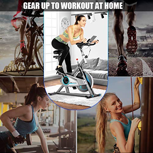 ANCHEER Ergometer Heimtrainer Fahrrad 120 kg belastbar,Indoor Cycling Fitnessbike mit APP,Großes Kissen,Herzfrequenz… – Bild 5