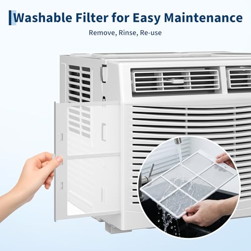 Image of Garvee 5000 BTU Window AC Unit Cools 150 Sq Ft - Easy Mechanical Controls, 2-in-1 Cool /Fan Mode, Washable Filter, Easy Install, for Bedroom, Office, White