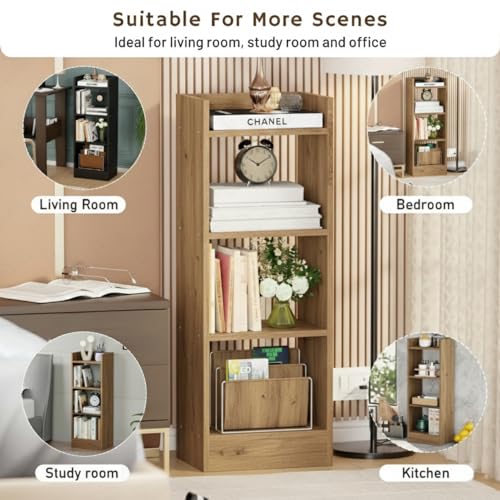 Image of Amazon Brand - Solimo Vault Bookshelf 3- Layer Bookcase, Vintage Corner Bookshelf, Bookcase, 3 Tier Corner Shelf Storage Rack for Living Room, Home, Office | 80x33x20 cm | Forest | DIY