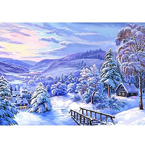 Grand Diamond Painting 80x180cm Peinture Strass Complète Cabane Enneigée Luxe