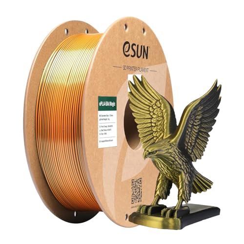 eSUN Silk Dual-Color PLA Filament 1.75mm, Co-Extrusion Silk Magic PLA 3D-Druck Filament, Farbverlauf wechselnd 1KG Spule (2.2 LBS) für 3D-Drucker, Silk Schwarzes Gold