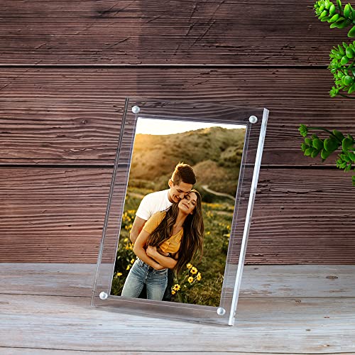 Ecoseao Acrylic Picture Frames 6X8 Inches - 5 Pack Clear Magnetic Picture Frame Desktop Display With Photo Frame Support Stand Best Gift For Family, Baby, Thanksgiving #TOP3