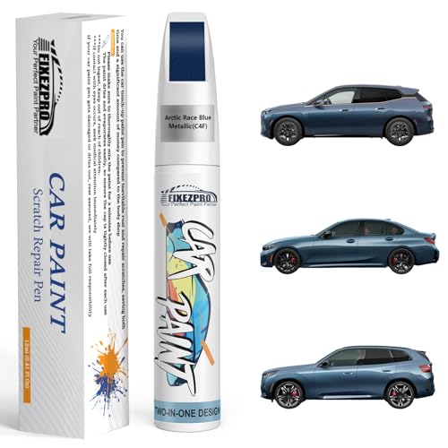 Image of C4F Arctic Race Blue Metallic Touch Up Paint for BMW, Color Exact Match Car Paint Scratch Repair Remover Pen Kit Quick & Easy Fix Vehicle Chips and Automotive Nicks Scuff