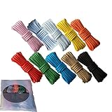 Schritt-für-Schritt-Videoanweisungen: In der Packbox finden Sie Link-Schritt-für-Schritt-Videoanweisungen für eine Auswahl von Paracord-Projekten, die für verschiedene Schwierigkeitsgrade geeignet sind. Beispiele für Armbänder, Einwicker von Messergriffen, Weihnachtsschmuck und Halloween-Themen sind jeweils links abgebildet