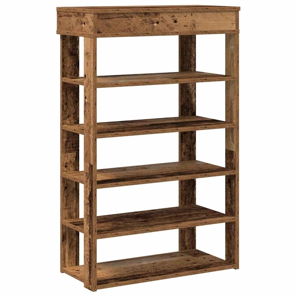 Meuble étagère à chaussures vieux bois robuste en bois d'ingénierie