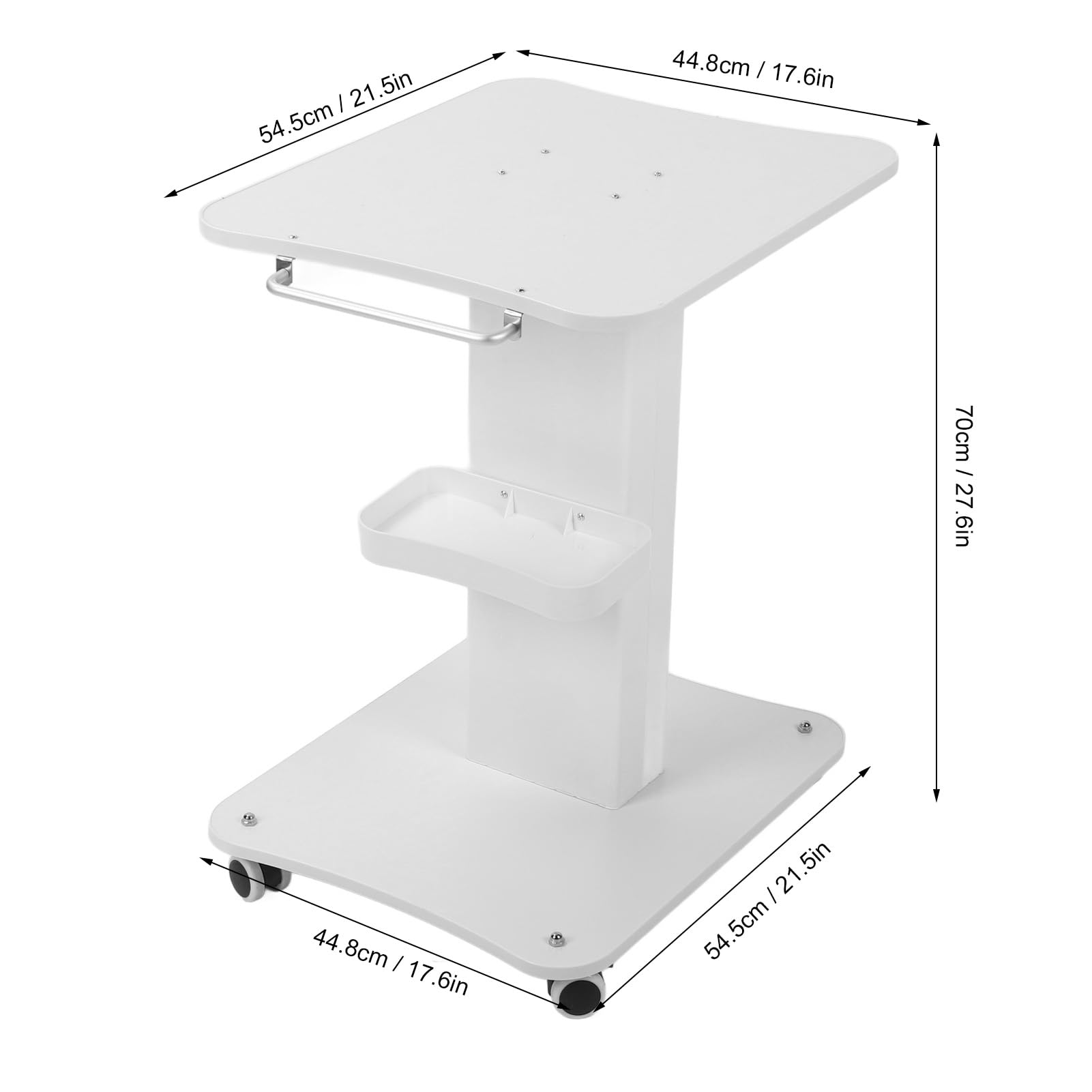 Bewinner 3-stufiger Rollender Schönheitsinstrumentenständer mit Rädern, Robuster Salonwagen für Spa, Klinik und Labor, 200 Kg Kapazität, Verstellbares Regal, Mobile Aufbewahrungseinheit