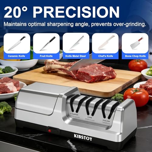 KIBSTOY 3-Stage Electric Knife Sharpener with Diamond Abrasive — view 6