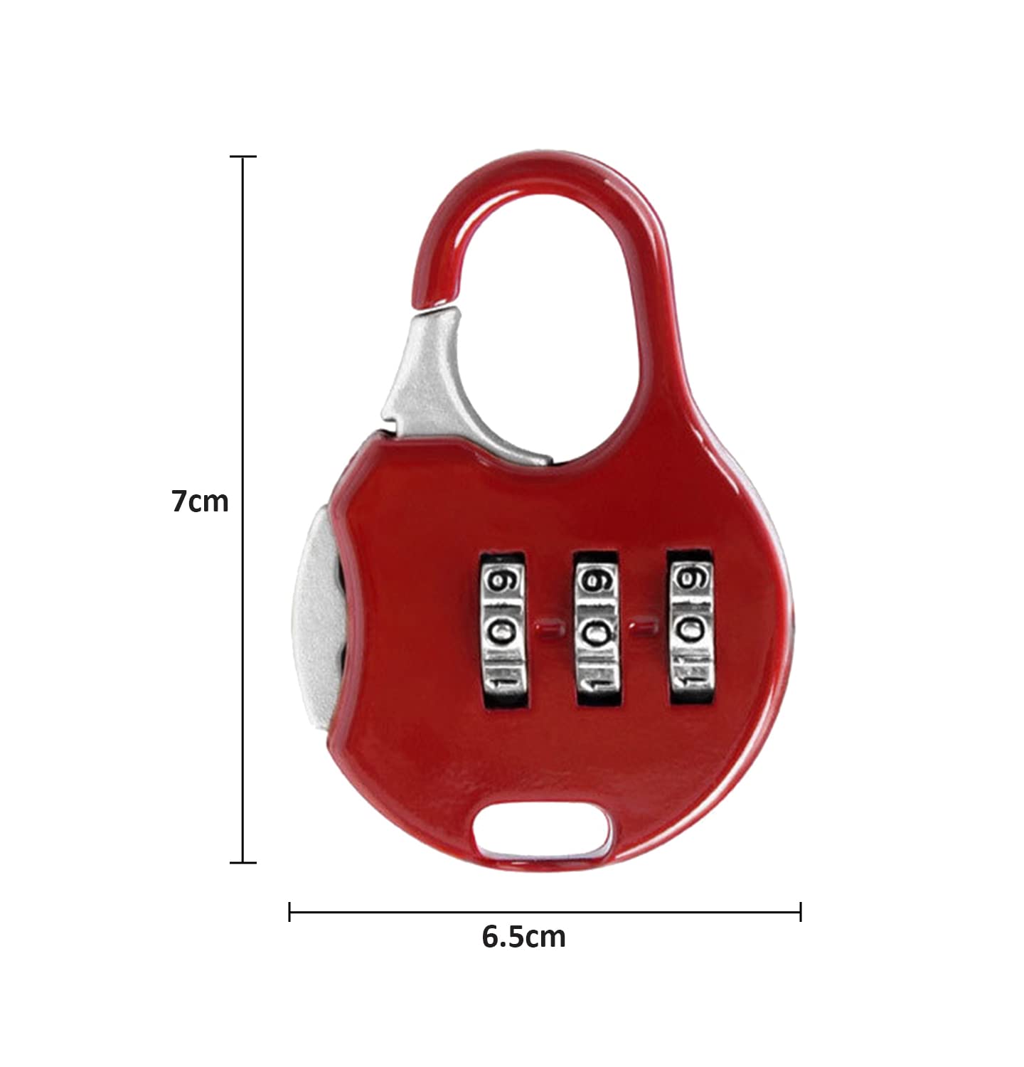 SYGA Portable Luggage Lock 3 Digit Code Number Padlock Sliding Combination Travel Number Lock for Suitcase, Backpack, Lockers, Cabinet, Briefcase, Travel Bag, Gym, Laptop, Baggage Bag - Round, Red 4
