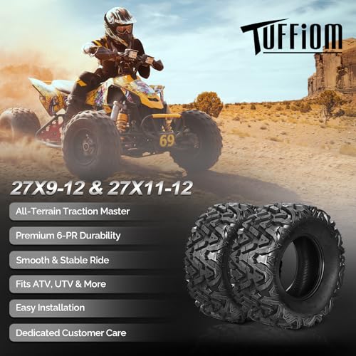 Image of TUFFIOM Set of 4 ATV UTV All-terrain Tires 27x9-12 Front & 27x11-12 Rear, 6 PR, Tubeless