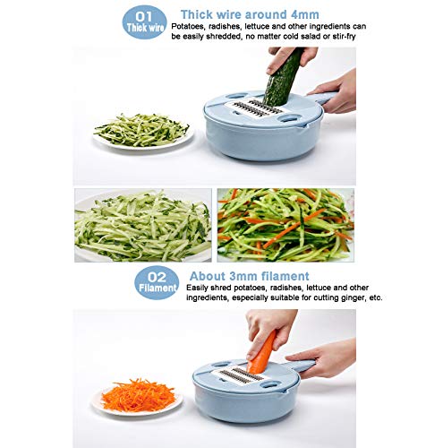 Cortadora manual de vegetales multifuncional con 5 cuchillas miniatura 4
