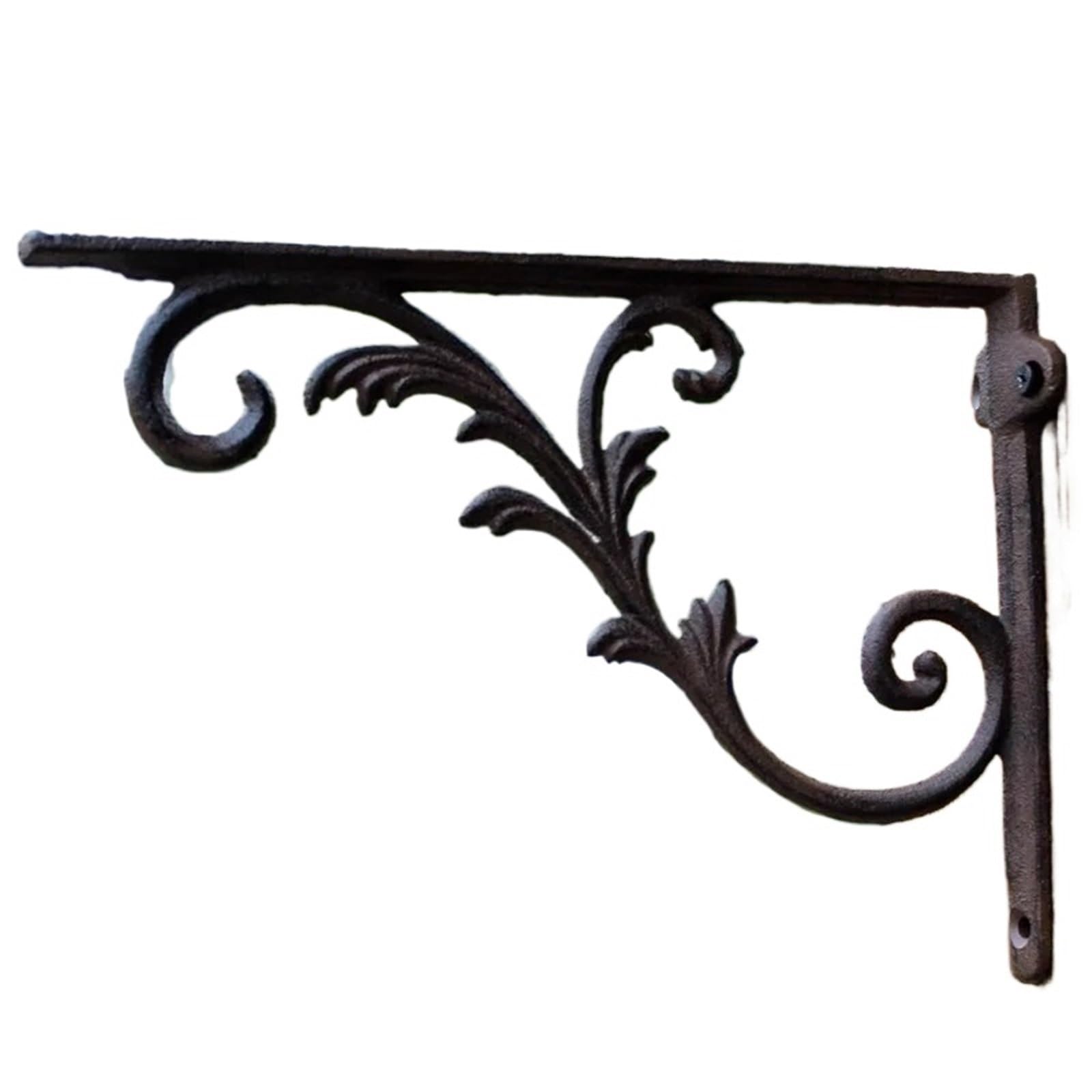 Decorative Shelf Brackets Vintage Style Cast Iron Craft Countertop Triangular Support Frame Bracket for Fixed Load-Bearing Bookshelf Shelf(Color2)