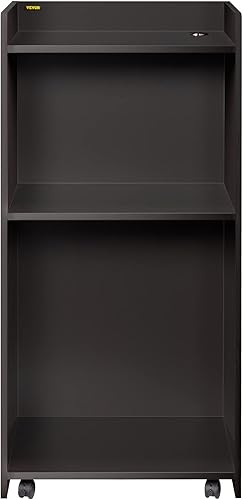 Miniatura 8 de VEVOR Podio de madera, 23.6 x 47.2 pulgadas, atriles y podios con 4 ruedas rodantes, superficie plana, placa deflectora y estante, atriles de ébano