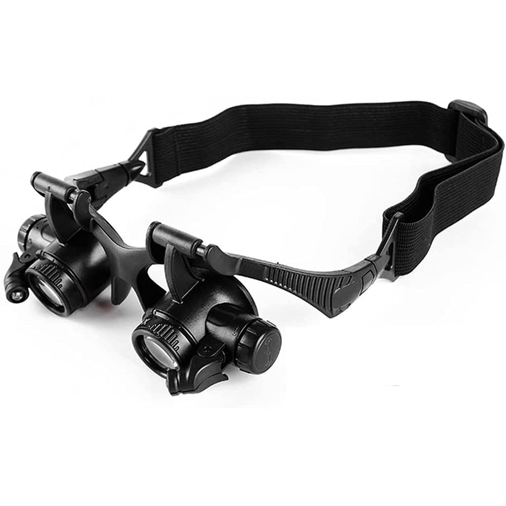 VENEKETY Watch Repair Jewelers Magnifying Glasses Loupe with 4 Lenses, LED Light for Watch, Jewelry, Smartphone, Tablet, Laptop, Drone Electronics Repair 10X/15X/20X/25X Zoom Incl. Manual and Strap 4
